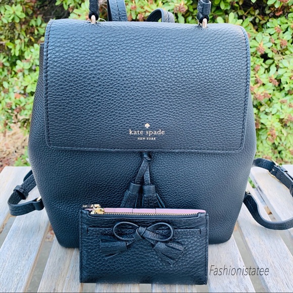 Kate spade medium Hayes black backpack wallet set - Picture 3 of 8